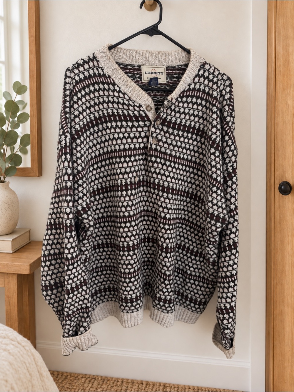 Vintage Liberty by Old Glory Cotton Knit Henley Sweater – XL